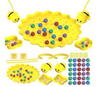LIXSAZSE Jeu d'abeilles occupées : Ajoutez de l'excitation à Votre fête de Famille avec ce Jeu pêche magnétique Table pour cueillette Haricots et Abeilles, Mignon et avec Cordon, à 2 Personnes