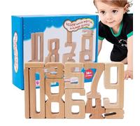 LIXSAZSE Jeux pour Enfants Blocs de Construction de Chiffres en Bois | Math Challenge 1-10 Chiffres empilables Blocs Construction numériques en Bois