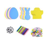 LIXSAZSE Kit de Loisirs créatifs Comprenant des Autocollants et des Stickers en Mousse pour Pâques : œufs, Lapins, Poussins, 12 pinceaux et 130 Accessoires Divers pour décorations à l’Infini.