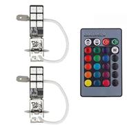 LIXSAZSE Lampes de voiture H3 5050 RGB, ampoule clignotante professionnelle, éclairage à 360 degrés, télécommande, antibrouillard DC 12V