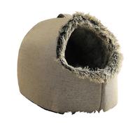 LIXSAZSE Lit fermé antidérapant et innovant, Niche Douillette et Auto-chauffante pour Chats à Poils Longs, en Tissu Chaud à l'intérieur, Gris