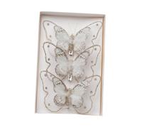 LIXSAZSE Lot de 3 décorations de Noël polyvalentes et lumineuses en forme papillon avec clip pour illuminer n'importe quel espace. Chaque aile ces décorations Noël, Champagne, 11.5 x 2 x 10 cm