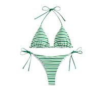 LIXSAZSE Maillots de bain pour femmes en tissu doux, maillots de bain tendance pour les destinations touristiques, pour femmes, maillot 2 pièces respirant, coupe amincissante et, Rayures vertes, L