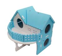 LIXSAZSE Maison de Villa Durable pour Petits Animaux de Compagnie, Artisanat Exquis, Large Application, Maison Villa pour Hamster en PVC, Petite pour Animaux Compagnie, 2 étages, Bleu