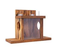 LIXSAZSE Mangeoire en bois pour écureuils, idéale pour décorer votre jardin et créer une ambiance naturelle chaleureuse derrière une clôture. Cette mangeoire est dotée d'un toit ouvrant pour verser