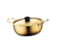 LIXSAZSE Marmite à nouilles instantanées coréennes en acier inoxydable - Construction durable et chauffe et fiable - Compatible avec toutes les cuisines et, Or, 22 cm