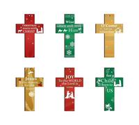 LIXSAZSE Ornement de croix de noël en bois, décor pour une atmosphère de vacances chaleureuse, porte des prières pour la paix, décoration d'arbre de noël, 8 cm 48 pièces