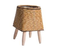 LIXSAZSE Paniers de rangement élégants pour pots de fleurs au sol, en rotin, simples et minimalistes, avec pieds en bois. Décoration chambre palier.