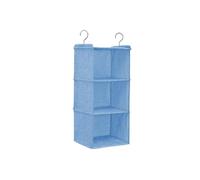 LIXSAZSE Pendaison Placard Rangement vêtements Organisateur Support Sac Pliable étagères Chambre Double Crochets Garde-Robe tri étui Support, Bleu 3 Couches