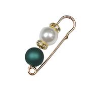 LIXSAZSE Perle simulée strass broche perles sécurité métal broche femmes filles bijoux poitrine boucle pour écharpe manteau sac robe, Vert