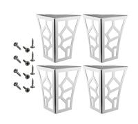 LIXSAZSE Pieds de meubles robustes, ajourés, style moderne, en métal, pour canapé, table, placard, meubles de cuisine, Argent, 70x70x100mm