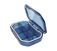 LIXSAZSE Pilulier compact de voyage, idéal pour les courses quotidiennes les courts séjours. Se glisse facilement dans un sac. Petit compartiment de rangement pratique, Bleu, Rectangle