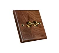 LIXSAZSE Plaque d'interrupteur en Bois Durable avec Levier en Laiton ignifugé, idéale pour Une Maison, Un Bureau, Un hôtel, café, Restaurant, Salon Une Cuisine Moderne, Deux leviers, 86x86mm