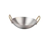 LIXSAZSE Poêle wok antiadhésive de qualité professionnelle, à double poignée, en acier inoxydable, idéale pour les restaurants et la maison. Poignées non revêtues, Argent, 22 cm