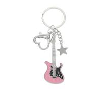 LIXSAZSE Porte-clés Pendentif Solide et Durable, avec Guitare Pentagramme étoile, Porte-clés créatif et à la Mode, Cadeaux pour Femmes, Deux