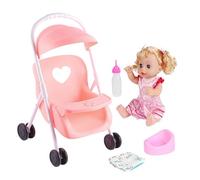 LIXSAZSE Poussette pour poupée, Un Ensemble de Jeu encourageant l'activité Physique avec Une poupée Fille et sa Poussette, favorisant la créativité et l'exploration Joyeuse. , Rose