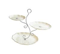 LIXSAZSE Présentoir à cupcakes à étages, plateau de fruits secs 3 niveaux pour salle manger, banquet fête, jaune et argent, 40 x 26 x 32 cm