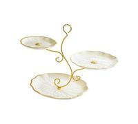 LIXSAZSE Présentoir à cupcakes à étages, plateau de fruits secs 3 niveaux pour salle manger, banquet fête, jaune et or, 40 x 26 x 32 cm