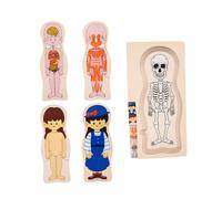 LIXSAZSE Puzzles pour Enfants, Cadeaux d'anniversaire éducatifs, Puzzles en Bois, Puzzle du Corps Humain, Jouet cognitif pour Tout-Petits, éducatifs pour Enfants d'âge , Fille , 30 x 15 x 1.3 cm