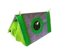 LIXSAZSE Refuge Triangulaire pour Petits Animaux avec Fenêtre Circulaire - Rapport Qualité/Prix Rat Ecureuil Furet Nain Lapin Trigon, Vert, S 28 * 20 * 16