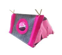 LIXSAZSE Refuge Triangulaire pour Petits Animaux avec Fenêtre Circulaire - Rapport Qualité/Prix Rat Ecureuil Furet Nain Lapin Trigon, Rose, S 28 * 20 * 16