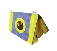 LIXSAZSE Refuge Triangulaire pour Petits Animaux avec Fenêtre Circulaire - Rapport Qualité/Prix Rat Ecureuil Furet Nain Lapin Trigon, Jaune, S 28 * 20 * 16