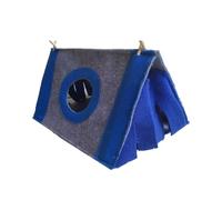 LIXSAZSE Refuge Triangulaire pour Petits Animaux avec Fenêtre Circulaire - Rapport Qualité/Prix Rat Ecureuil Furet Nain Lapin Trigon, Bleu, L37*25 * 21