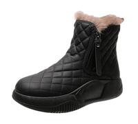 LIXSAZSE Restez actif les jours froids avec ces bottes de neige à plateforme à moyen de couleur unie pour femmes, imperméables et antidérapantes, Noir, 37 mètres