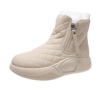 LIXSAZSE Restez actif les jours froids avec ces bottes de neige à plateforme à moyen de couleur unie pour femmes, imperméables et antidérapantes, Beige, 39 mètres