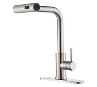 LIXSAZSE Robinet d'évier résistant à la Corrosion avec bec à Arc élevé, mélangeur d'évier de cuisine en alliage d'aluminium poignée simple Double anti-fuite, Couleur brossée