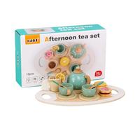 LIXSAZSE Service à thé de l'après-midi, Jouet de Simulation pour Enfants, Bois sûr et Durable pour Enfants, Jeu rôle gâteau, Jouet Simulation et d'engagement