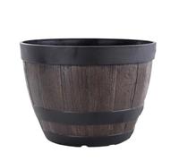 LIXSAZSE Simulation bois barils 9 pouces résine Pot de fleur plante conteneur rond seau forme planteur intérieur extérieur jardin ferme