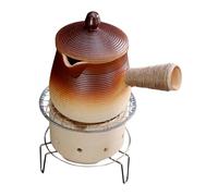 LIXSAZSE Théière ergonomique en céramique avec poignée en corde de chanvre anti-brûlures. Idéale pour les amateurs de thé. Ensemble théière et réchaud céramique pour la maison et le camping.