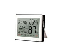 LIXSAZSE Thermomètre 10-99 RH réglable hygromètre de Bureau détecteur Date Horloge Plastique température intérieure humidité mètre, Blanc