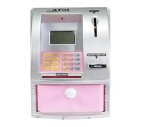 LIXSAZSE Tirelire électronique en Forme de Distributeur Automatique de Billets avec Reconnaissance de Mot de Passe sécurisée et Outil de Consultation du, Rose argenté, 13 x 13.5 x 17 cm