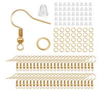 lixuesong Kit de fabrication de 300 crochets de boucles d'oreilles hypoallergéniques avec anneau ouvert et dos en caoutchouc transparent pour la fabrication de bijoux