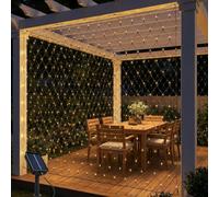 Liyade Filet Lumineux Solaire Extérieur 2×2 m 144 LED, 8 Modes, Blanc Chaud | Guirlande Lumineuse Solaire avec Mémoire, Batterie 800mAh, IP65 Étanche, Lumières de Noël pour Jardin, Buisson, Balcon
