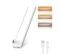 Liyade Lampe LED Rechargeable Cuisine Réglette, Lampe Détecteur de Mouvement, 20cm 2 Pack, Alimentées par USB/piles, 3 Couleurs&10 Niveaux Luminosités pour Cuisine, Armoire, Escaliers et Camping-cars
