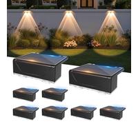 Liyade Lot de 8 Lampes Solaires Extérieur, Éclairage vers le Bas, 3 Températures de Couleur, 2 LED avec Lentille, IP65 Étanche, pour Jardin, Clôture, Terrasse et Escalier