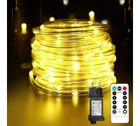 Liyade Tube lumineux LED, 10 m 100 LEDs pour extérieur avec prise, protection IP65, avec télécommande et minuterie, 8 modes ，Pour intérieur, extérieur, jardin, décoration de Noël (blanc chaud)