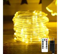 Liyade Tuyau lumineux LED extérieur, 20 m, 200 LED, 8 modes et minuterie, étanche IP65, luminosité variable, pour jardin, fête, mariage (blanc chaud)