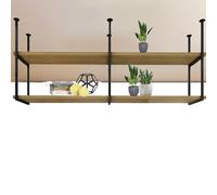 Liyadolaam Ceiling Shelf Hanging Plant Flower Pot Stand Overhead Storage Rack - 60/80/100/120/140Cm Loft Organiser Shelving with Metal Frame Floating Decorations Display Shelves(130x30x80cm)