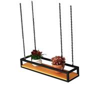 Liyadolaam Étagère Suspendue au Plafond pour Plantes, étagères flottantes en métal et Fer, Rangement de Cuisine, présentoir, Porte-Bouteilles pour Balcon, Bar, café, Fleuriste(100x25x15cm)