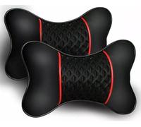 LIYANDAFA 2 Pièces Coussin Appui-tête pour KIA STONIC 2017-2025, Cuir PU Maille Repose-tête Cervical Voyage Respirant Accessoire Auto Siège,Black Red