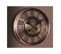 LIYGHFRTIO Horloge Murale Engrenage Mobile RéTro Style EuropéEn Industriel Vent Sculpture De Roue Grand Facile à Lire avec des Chiffres Romains (Color:Laiton)