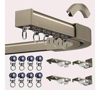 LIYI929GP Tringle À Rideau pour Baie Vitrée avec Connecteurs d'angle À 90°, 3m 4m 5m Rails De Rideaux Robustes pour Montage Au Plafond À Double Rail Simple Voie, Rail De Rideau avec Rouleaux Muets