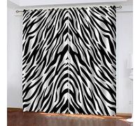 LiYiAT Rideaux Chambre Occultants Motif Zèbre Thermique Anti Bruit Les Douceur Rideau A Oeillets Decoration De Fenêtre Occultants Salon Cadeau De Noel 2 Pièces 110X215cm