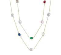 LIYINGFUING Collier de perles naturelles de couleur fluo, accessoires design pour dames - perles naturelles