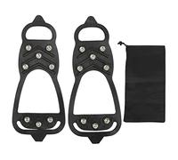 LIYJTK 1 Pair Teeth Crampons Anti Slip Ice Traction Cleats Shoe, Grips Non Gripper Spike Snow Boot with 8 Steel for Ice Sports, Walking, Running, Hunting, Fishing (S)