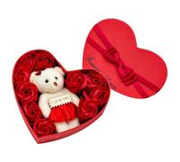 LIYJTK 10 Pcs Scented Soap Flower Gift Rose Box Bouquet Festival Gift for Anniversary Birthday Wedding (Red)